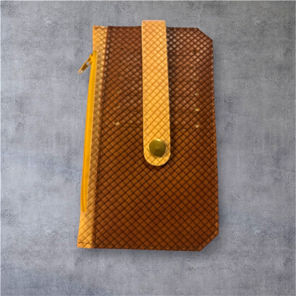 Brown and camel Textured Clutch